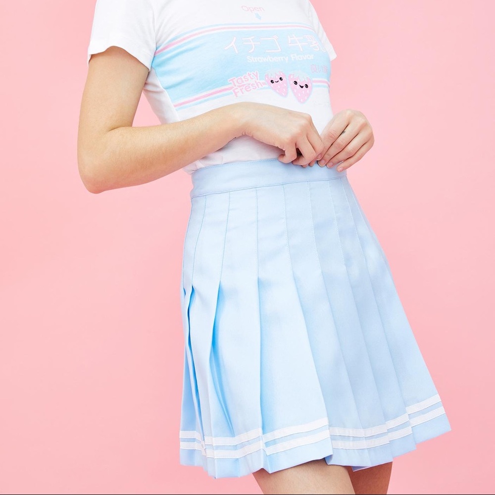 SUGAR THRILLZ CHEER BLISS PLEATED MINI SKIRT BLUE.